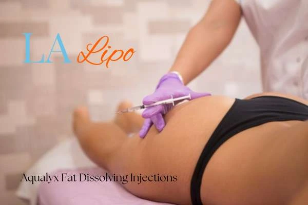 Woman having fat dissolving injections Wales on thighs