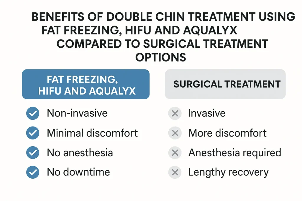Graphic about the benefits of double chin treatment Wales - from LA LIPO