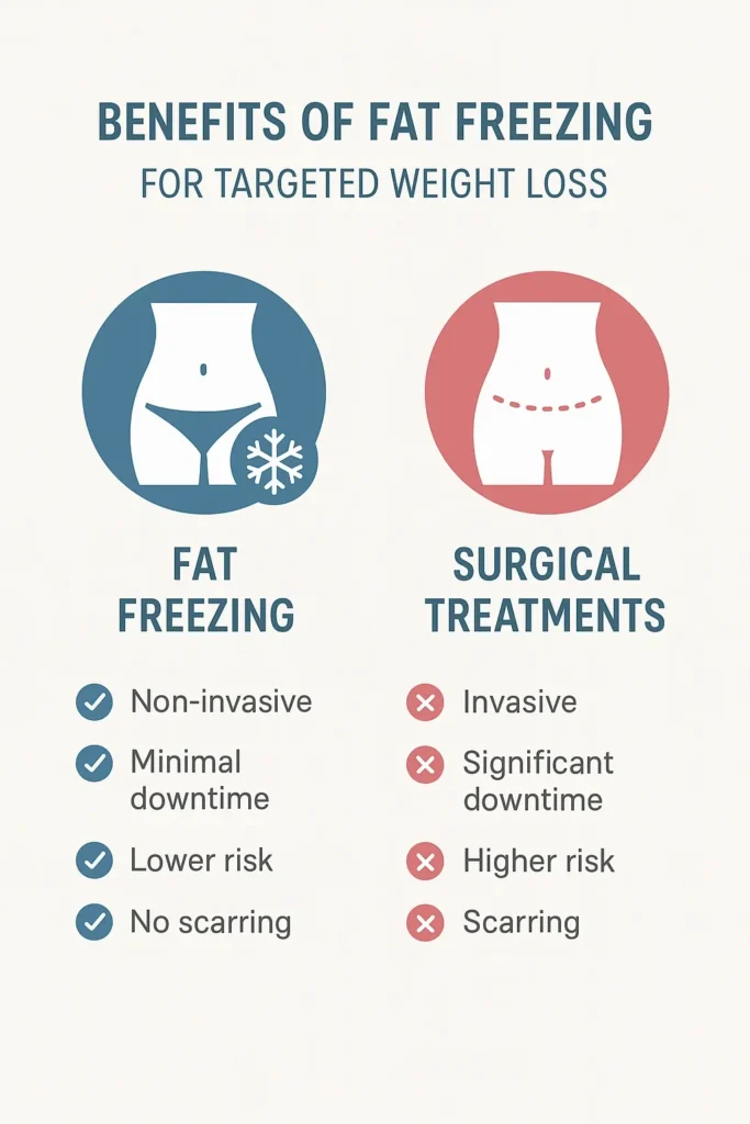 graphic showing the benefits of fat freezing Wales