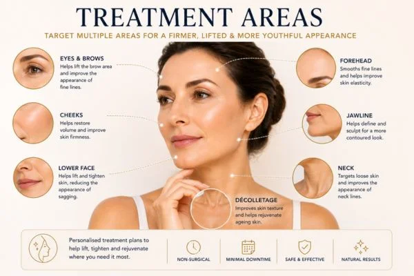 Areas of treatment for the ultimate lift tighten treatment Wales